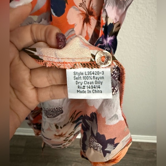 Johnny Was Jade Deepika Tie Front Midi Floral Silky Orange Dress - Picture 10 of 12